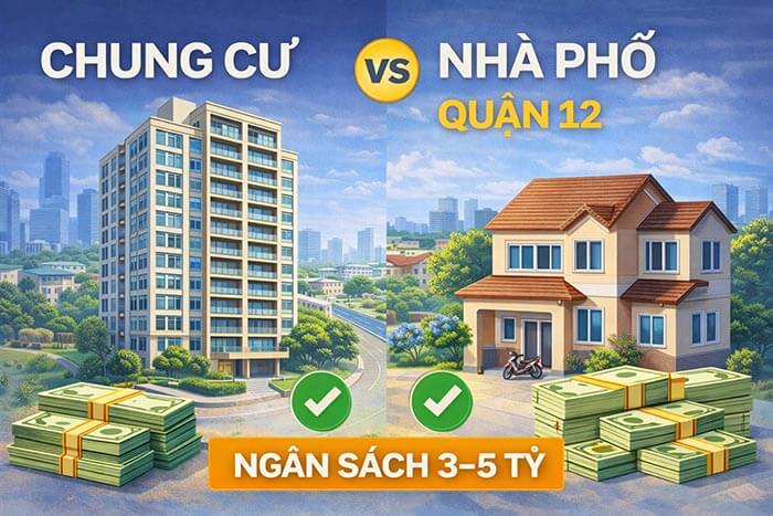 Nên mua chung cư hay nhà phố Quận 12 - ngân sách 3–5 tỷ