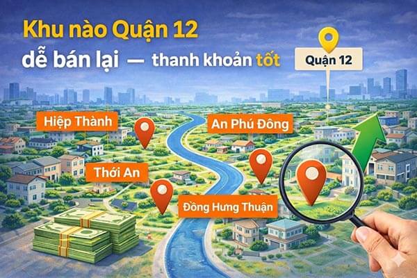 Khu nào Quận 12 thanh khoản tốt nhất để bán lại được giá