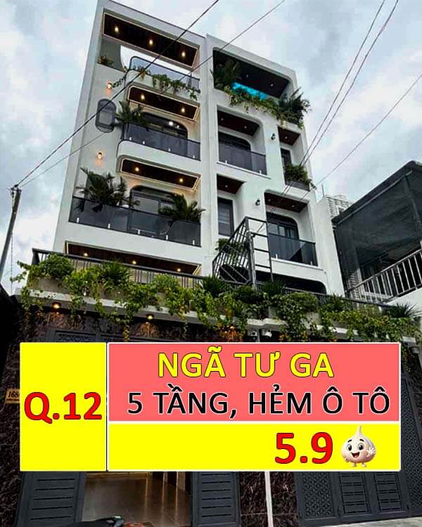 Bán Nhà 5 Tầng đường Thạnh Xuân 21, Phường Thới An, Quận 12, 68m² (4x17), Hẻm Xe Hơi, 4 Phòng Ngủ, 5.9 Tỷ